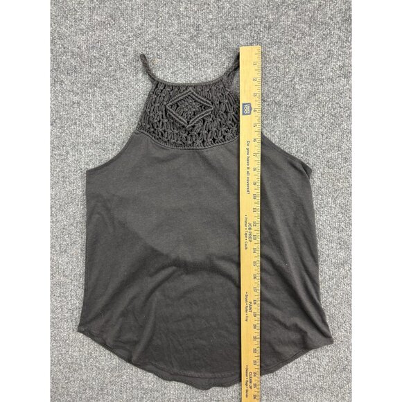 Billabong Halter Tank Top Womens Small Gray Macrame Crochet High Neck Boho Surf - Picture 3 of 5